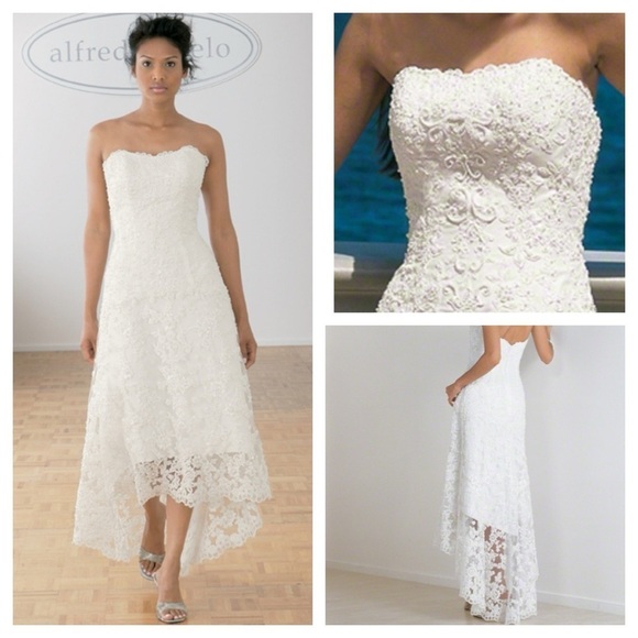 ALFRED ANGELO COLLECTION - 1774NT LACE ON NET GOWN WEDDING DRESS size 8 NWT - Picture 3 of 16